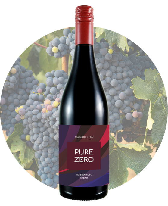 Premium alcohol-free red wine served in a wine glass